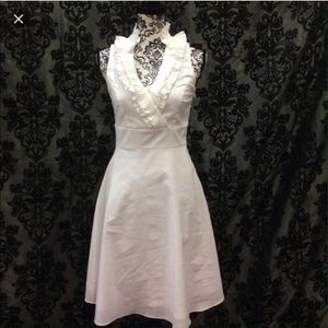 White House Black Market Ruffle V Neck Dress